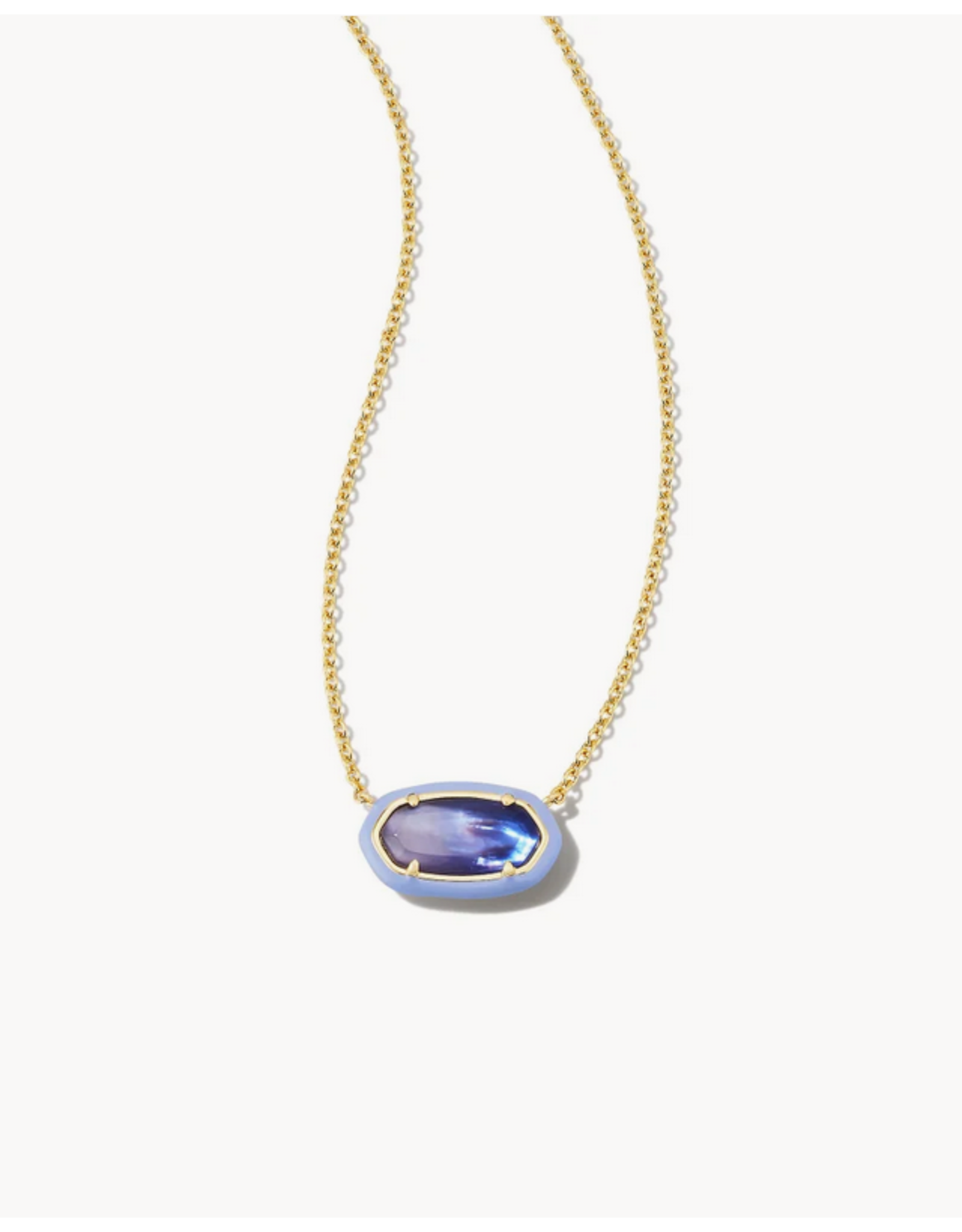 Kendra Scott Elisa Enamel Frame Dark Lavender Gold Necklace