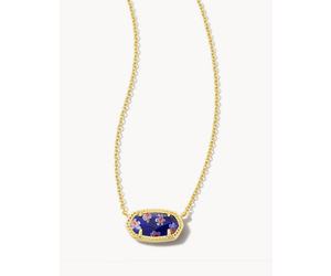 Kendra Scott Elisa Necklace Gold Cobalt Blue Mosiac Rhinestone Angel