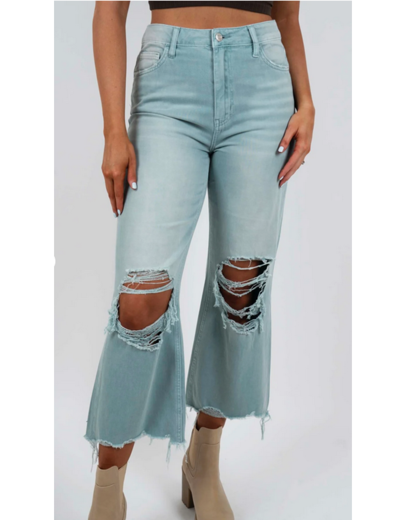 SPANX, Pants & Jumpsuits, Spanx Distressed Cropped Flared Denim Jeans