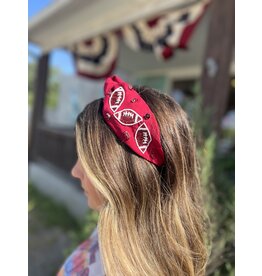 Treasure Jewels Football Maroon/White Headband