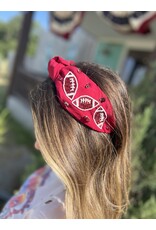 Treasure Jewels Football Maroon/White Headband