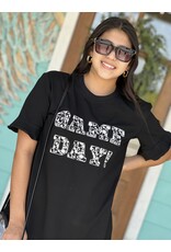 Game Day Black Embroidered Top