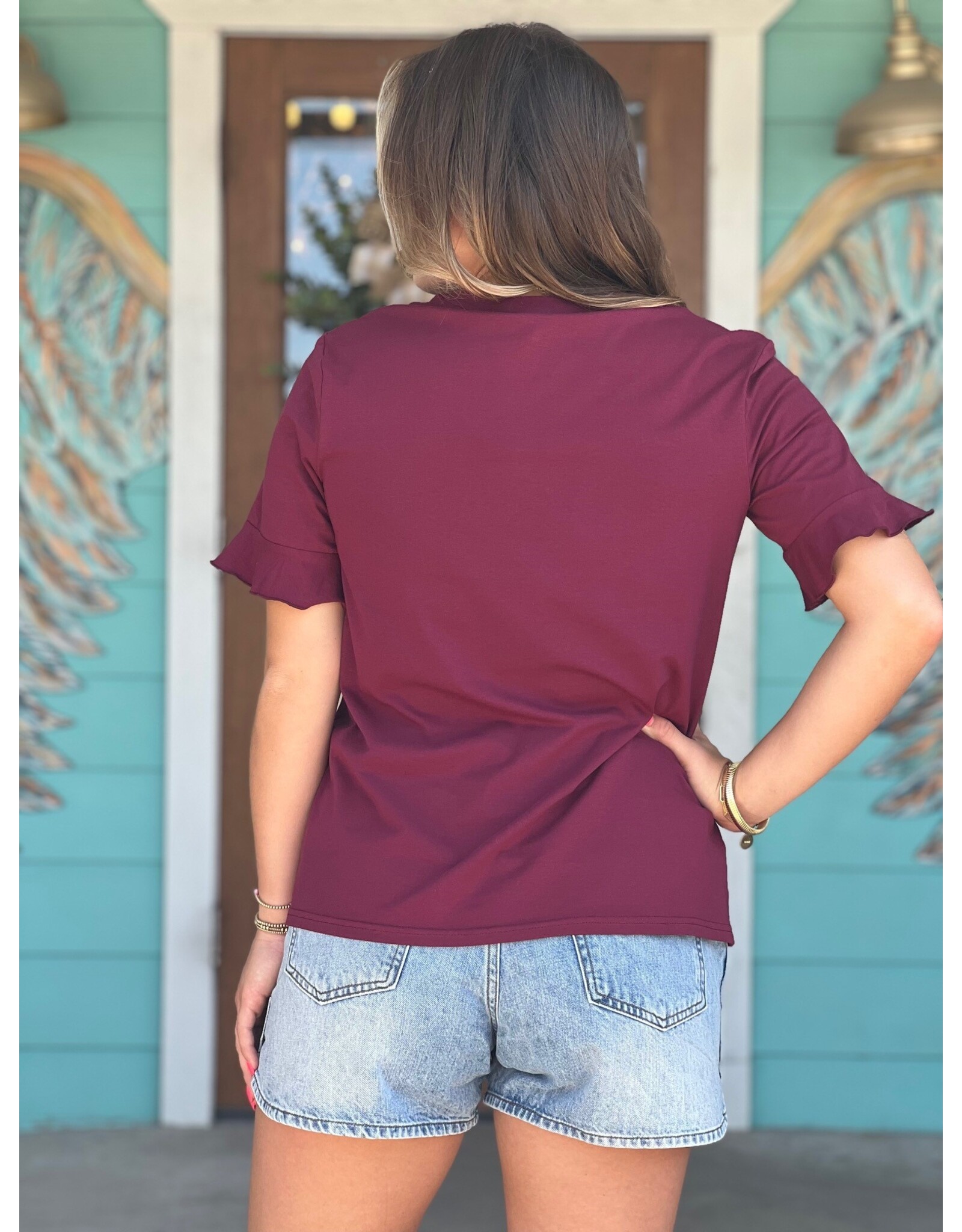 Maroon Howdy Embroidered Tee