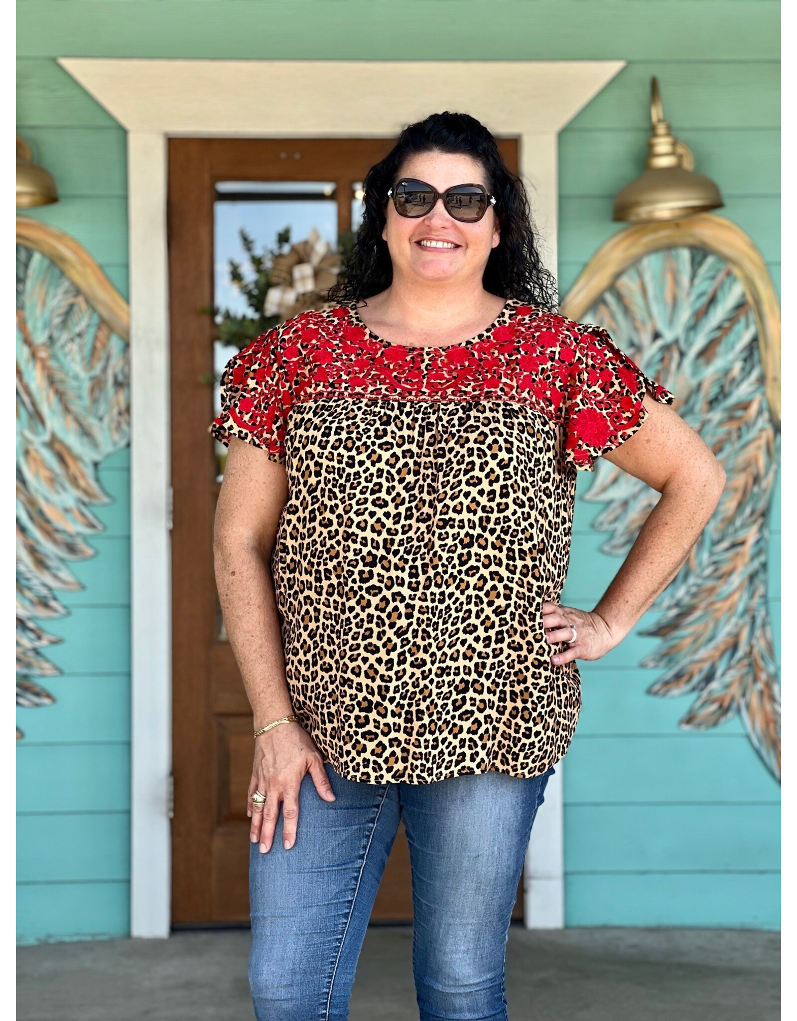 Leopard Lawrence Embroidered Top