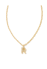 Kendra Scott Crystal Letter R Necklace Gold