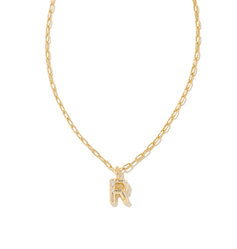 Kendra Scott Crystal Letter R Necklace Gold