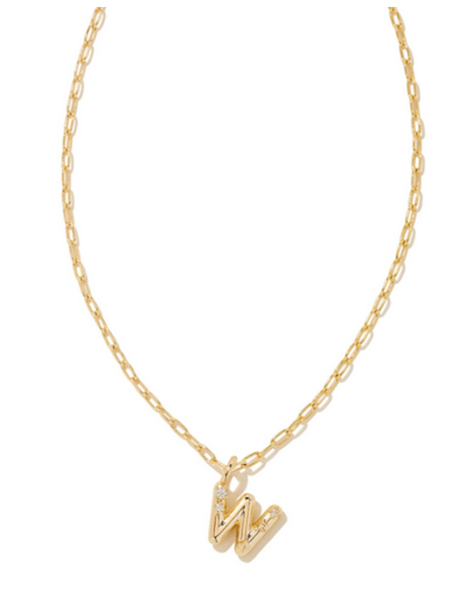 Kendra Scott Crystal Letter W Necklace Gold