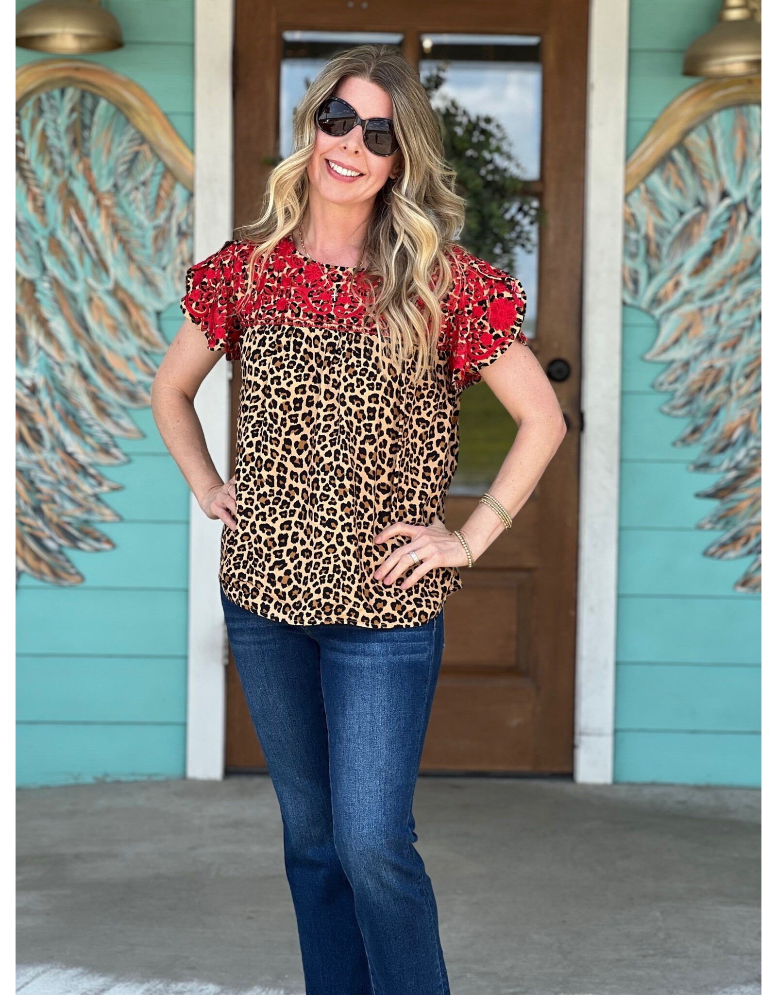 Leopard Lawrence Embroidered Top