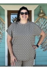 Black & Taupe Textured Tunic Top