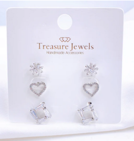 Treasure Jewels Love Set Silver Earrings