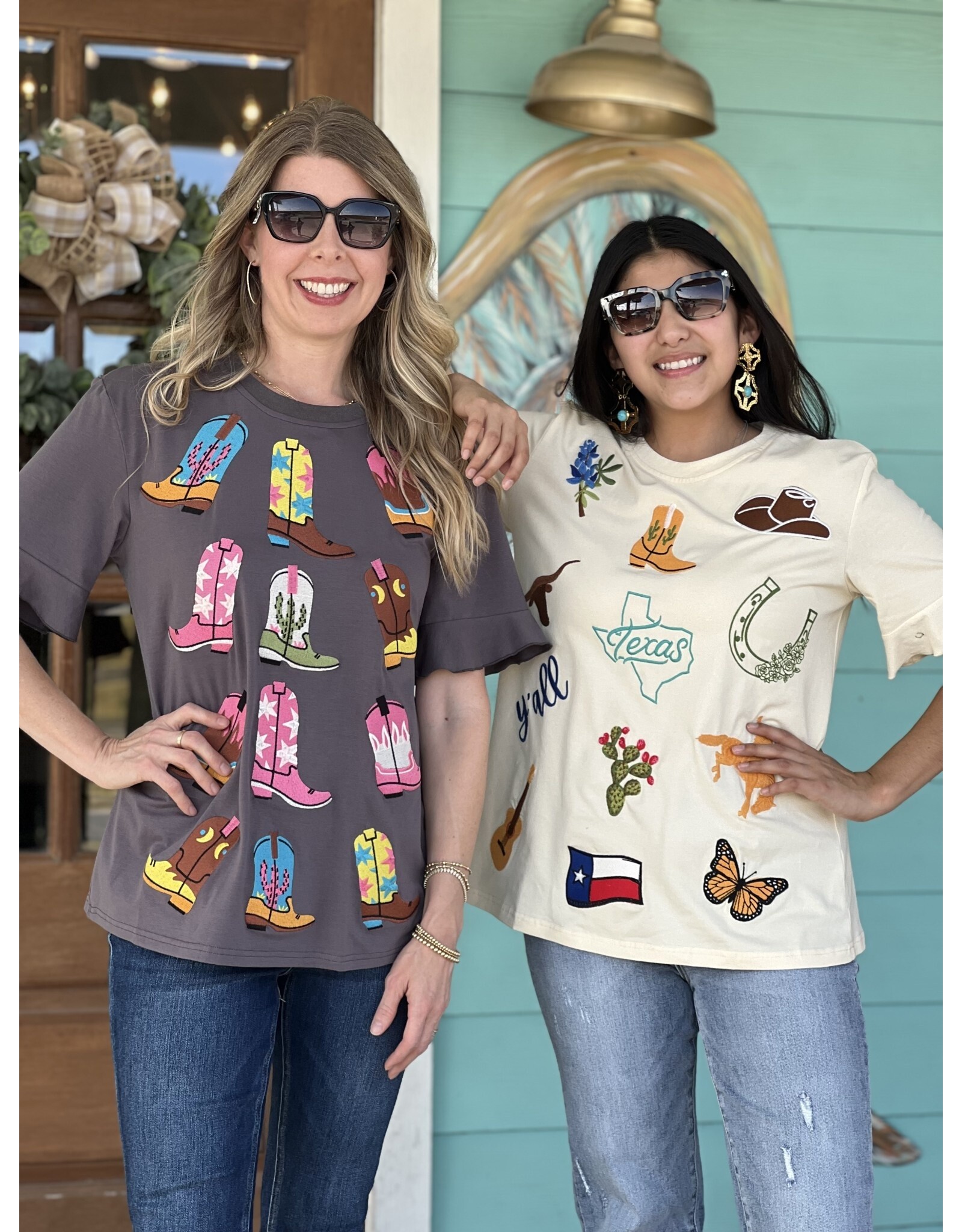 Carrie's Embroidered Boot Tee