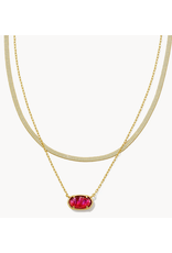 Kendra Scott Grayson Hrngbn Mst nck Gold Lt Burgundy Ilsn