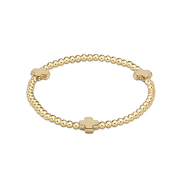 enewton Signature Cross Gold Pattern 3mm Bead Bracelet Gold