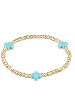 enewton Signature Cross Gold Pattern 3mm Bead Bracelet - Turquoise