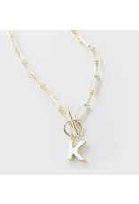 Natalie Wood Toggle Initial Necklace Gold