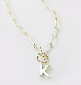 Natalie Wood Toggle Initial Necklace Gold