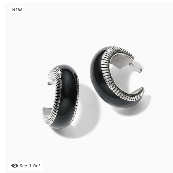 Brighton Interlock Nior Black Sm Hoop - Rhinestone Angel