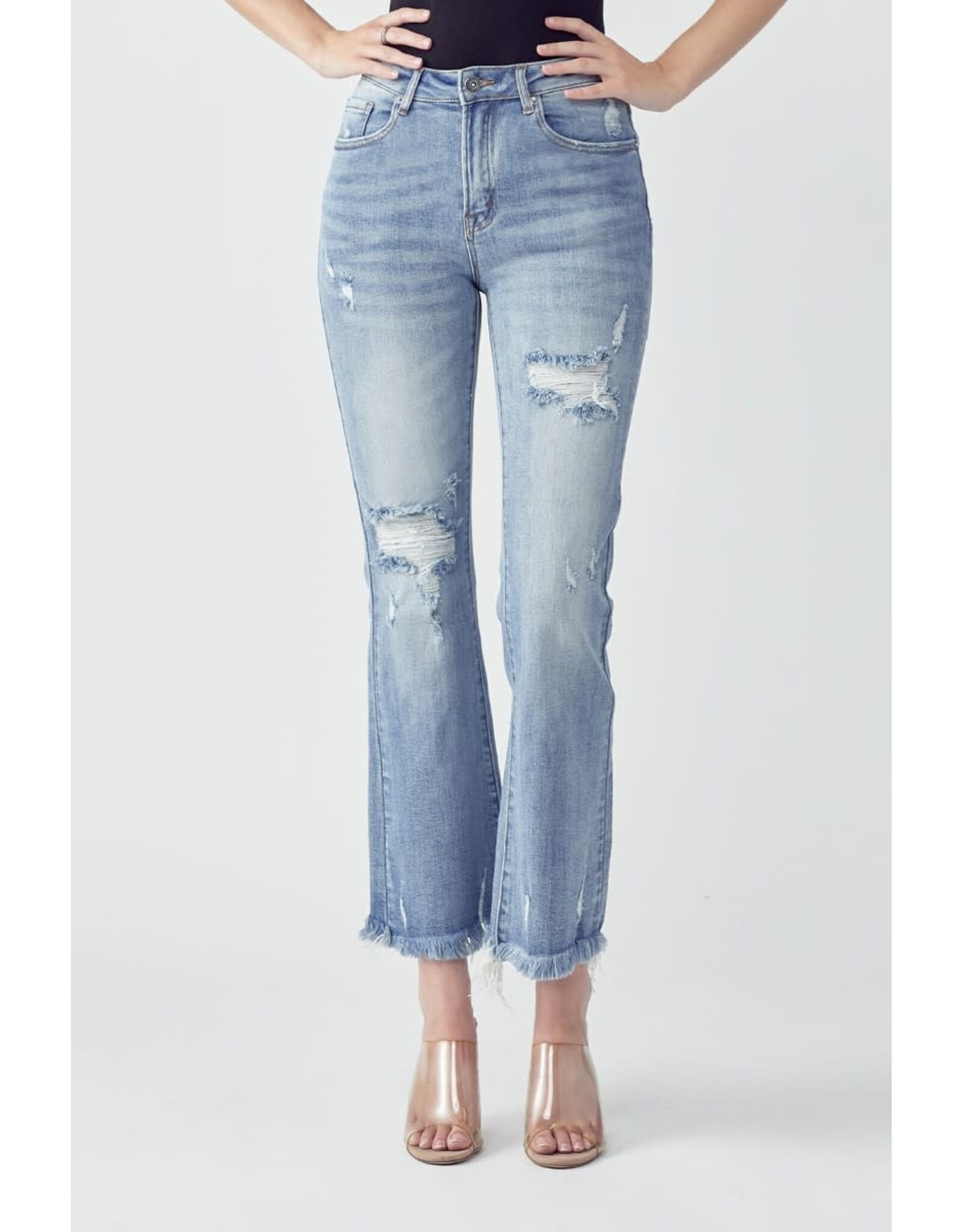 Risen Risen MID RISE DISTRESSED Ankle Flare Jeans