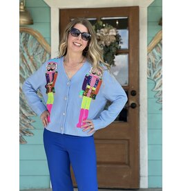 Queen of Sparkles Powder Blue Neon Nutcracker Cardigan