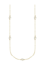 Natalie Wood Adorned Pearl Station Necklace Gold