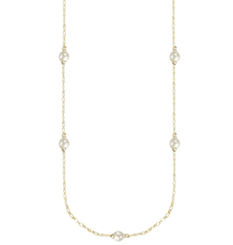 Natalie Wood Adorned Pearl Station Necklace Gold