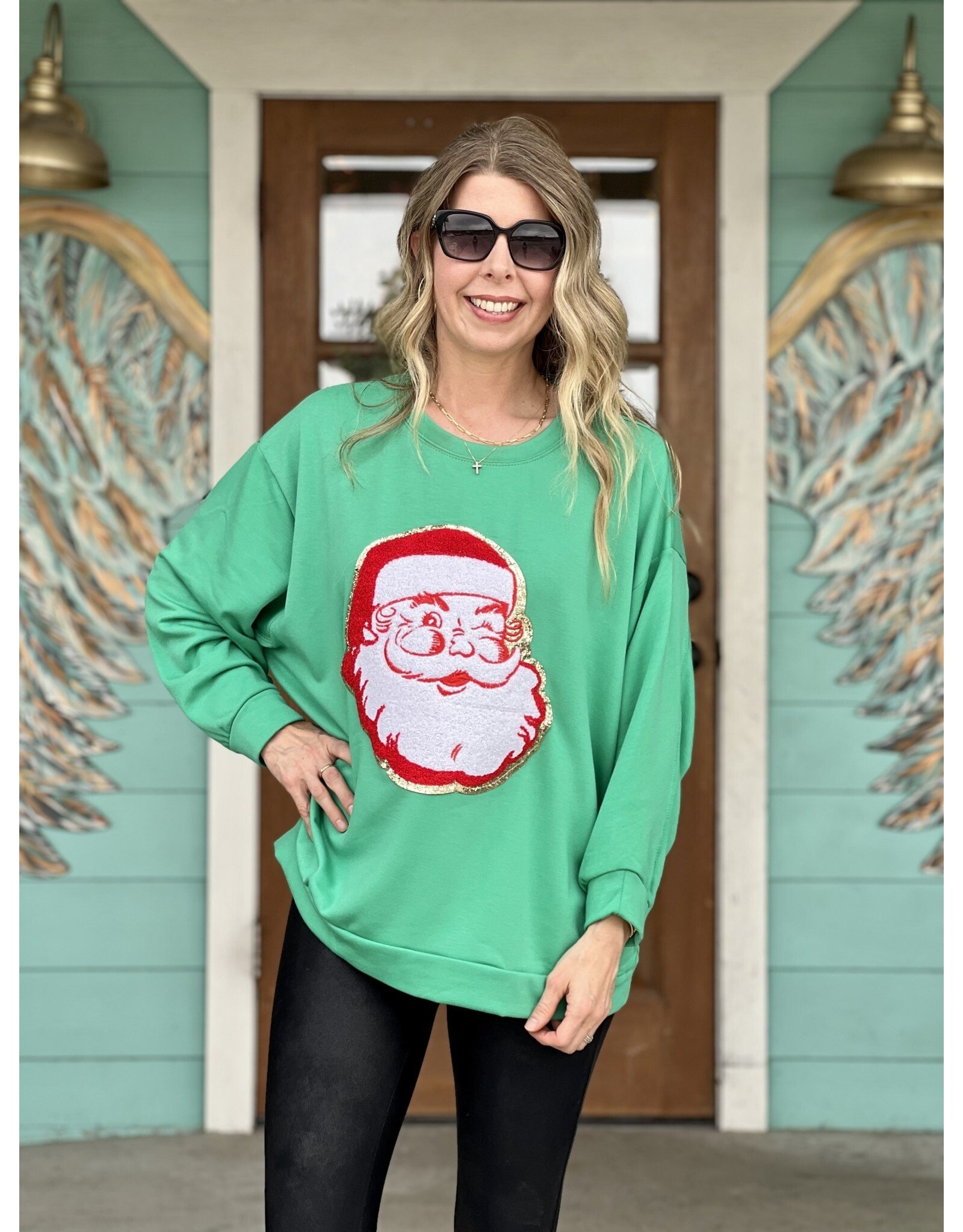 Green Santa Patch Sweatshirt