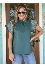 Jade Frankie Faux Leather Embroidered Top
