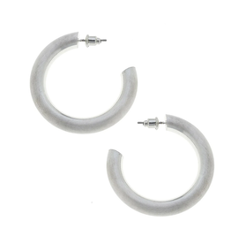 Canvas Arabella Hoop Earrings in Silver Satin