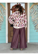 Dolce Cabo Wine Faux Leather Wide Leg Pants