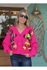 Queen of Sparkles Hot PInk Gingerbread Cardigan