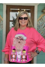 Queen of Sparkles Neon Pink Santa Sweatshirt w/Nutcrackers