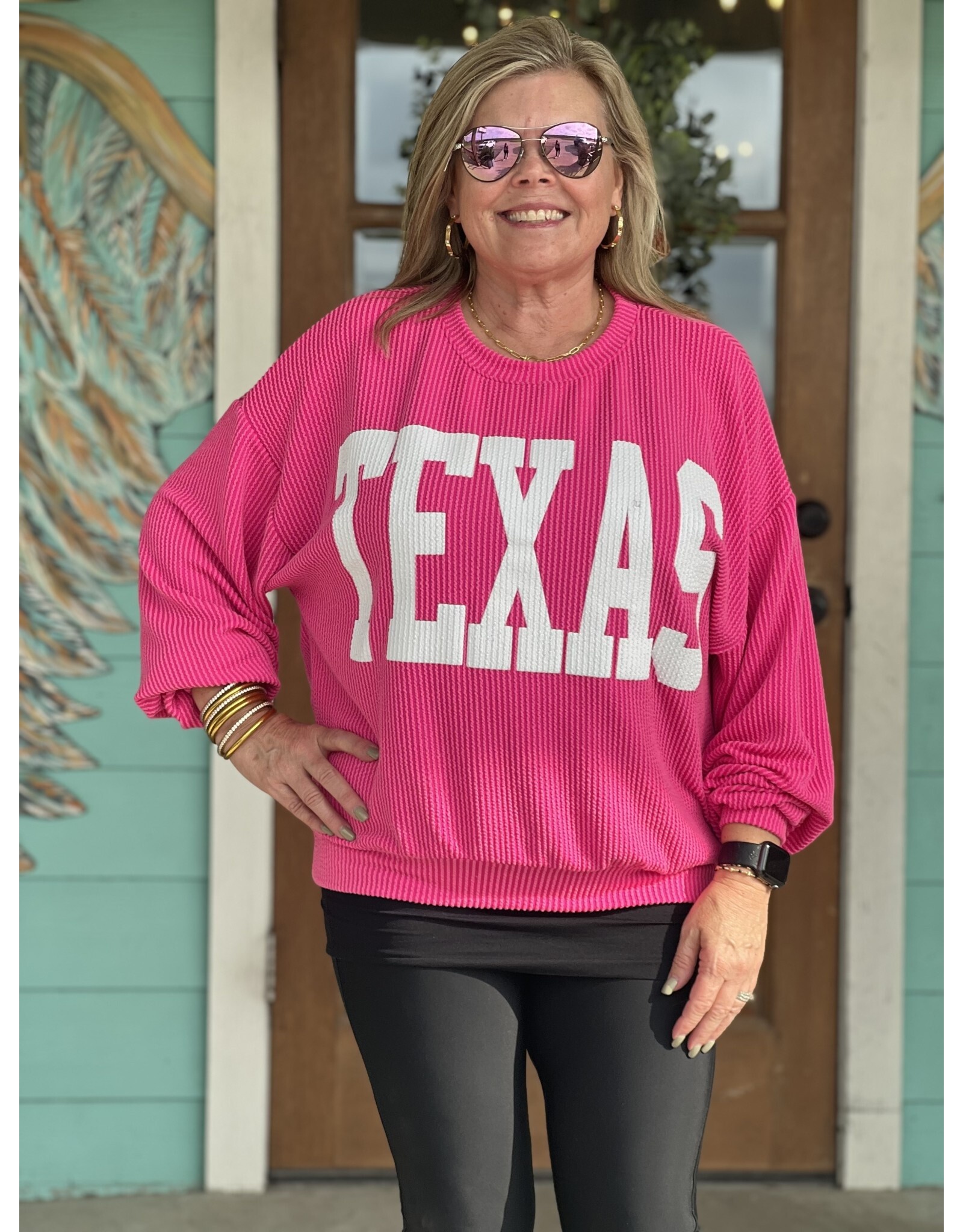 Texas Cord Sweatshirt in Fuchsia
