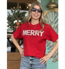 Bling Merry on Red Crew Tee
