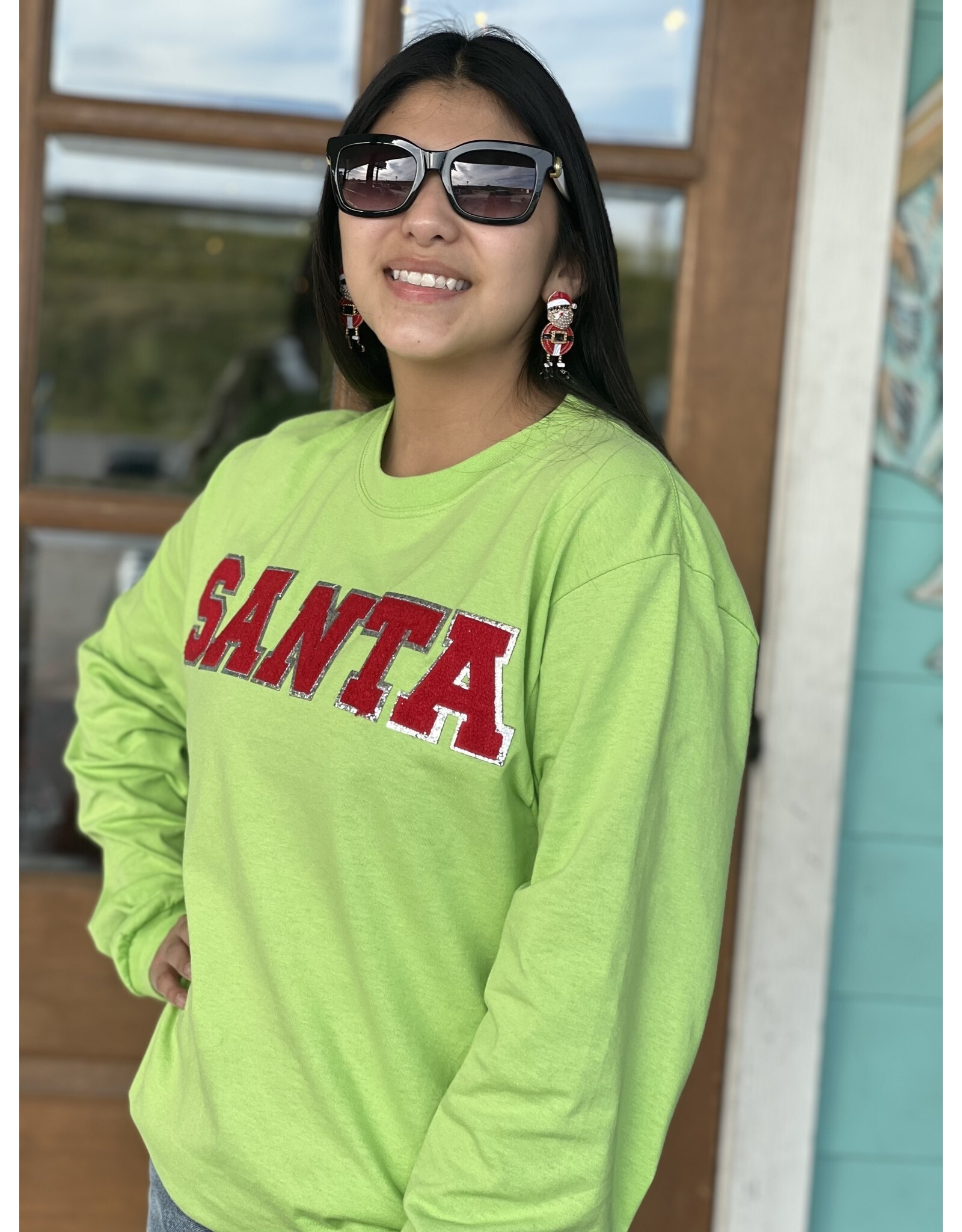 Neon Green Santa Patch Sweatshirt