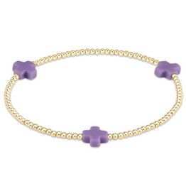 enewton Signature Cross Gold Pattern 2mm Bead Bracelet - Purple