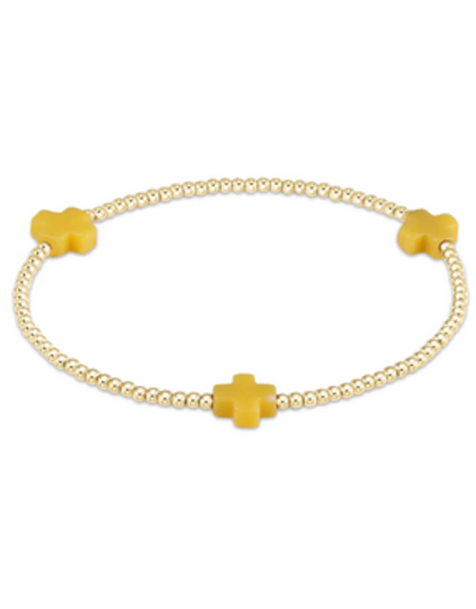 enewton Signature Cross Gold Pattern 2mm Bead Bracelet - Canary