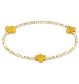 enewton Signature Cross Gold Pattern 2mm Bead Bracelet - Canary