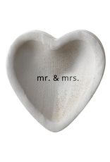 creative brands Paulownia Heart Tray- Mr & Mrs Grey