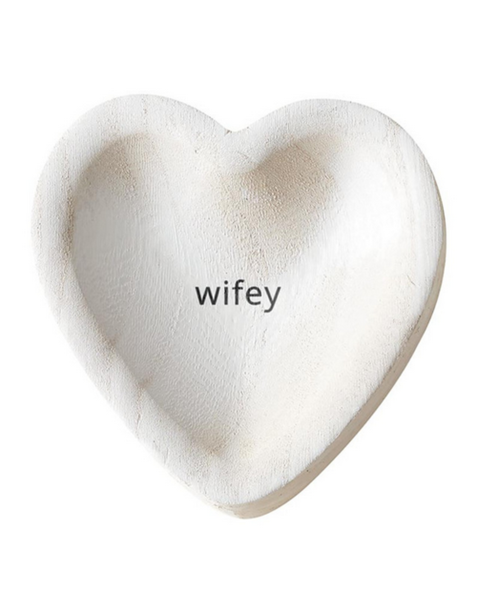 Paulownia Heart Tray- Wifey in White - Rhinestone Angel