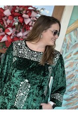 Emerald Velvet Embroidered Joy Dress