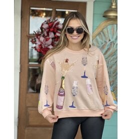 Queen of Sparkles Pink Multi Champagne Sweatshirt