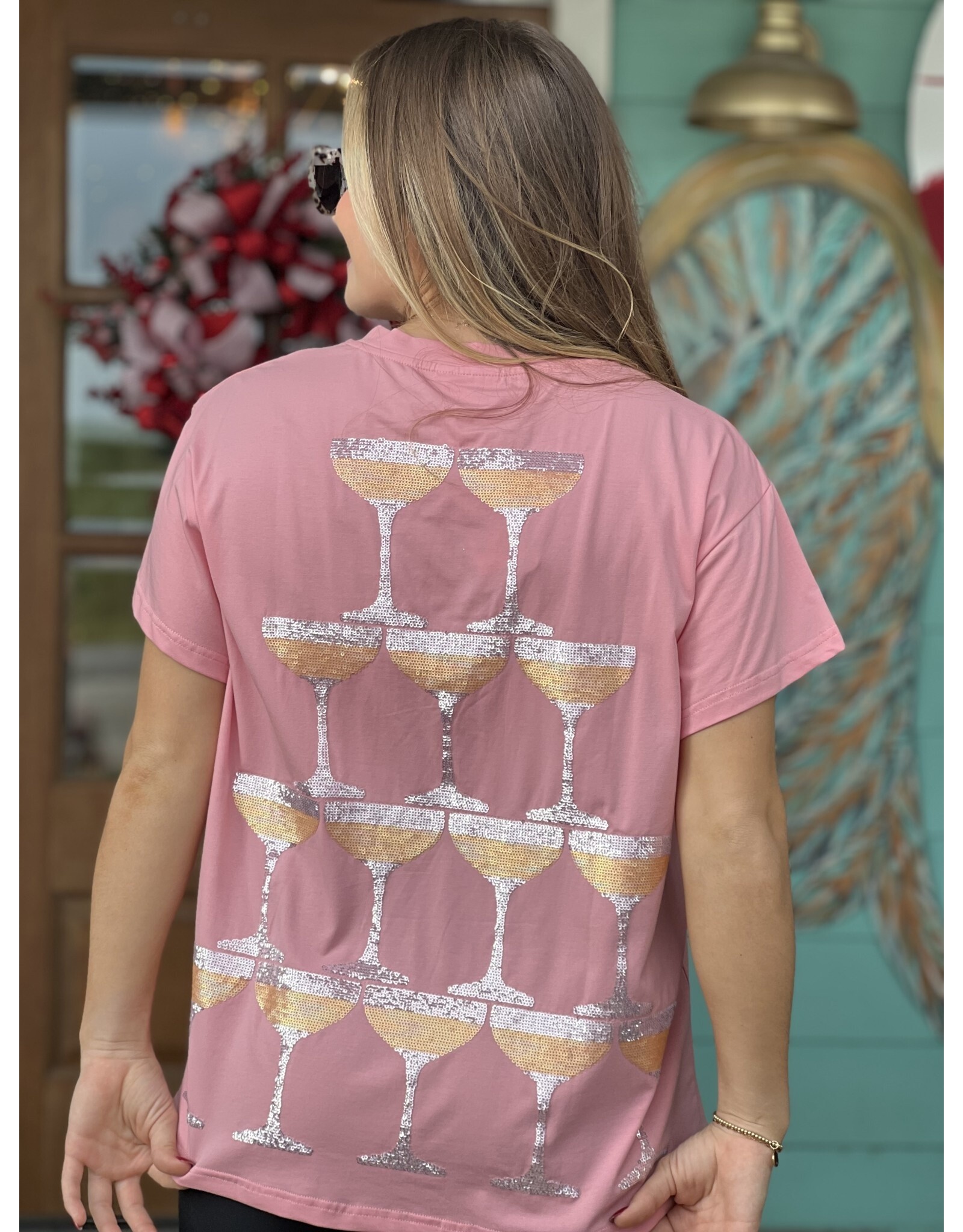 Queen of Sparkles Pink ChampagneTower Tee
