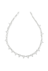 Kendra Scott Lindy Crystal Chain Necklace Rhod White Crystal
