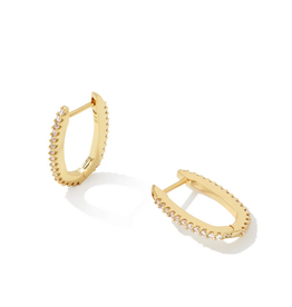 Kendra Scott Murphy Pave Huggie Earring Gold White Crystal