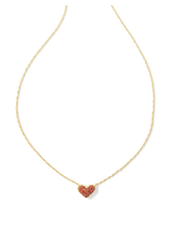 Kendra Scott Ari Pave Crystal Heart Necklace Gold Red Crystal