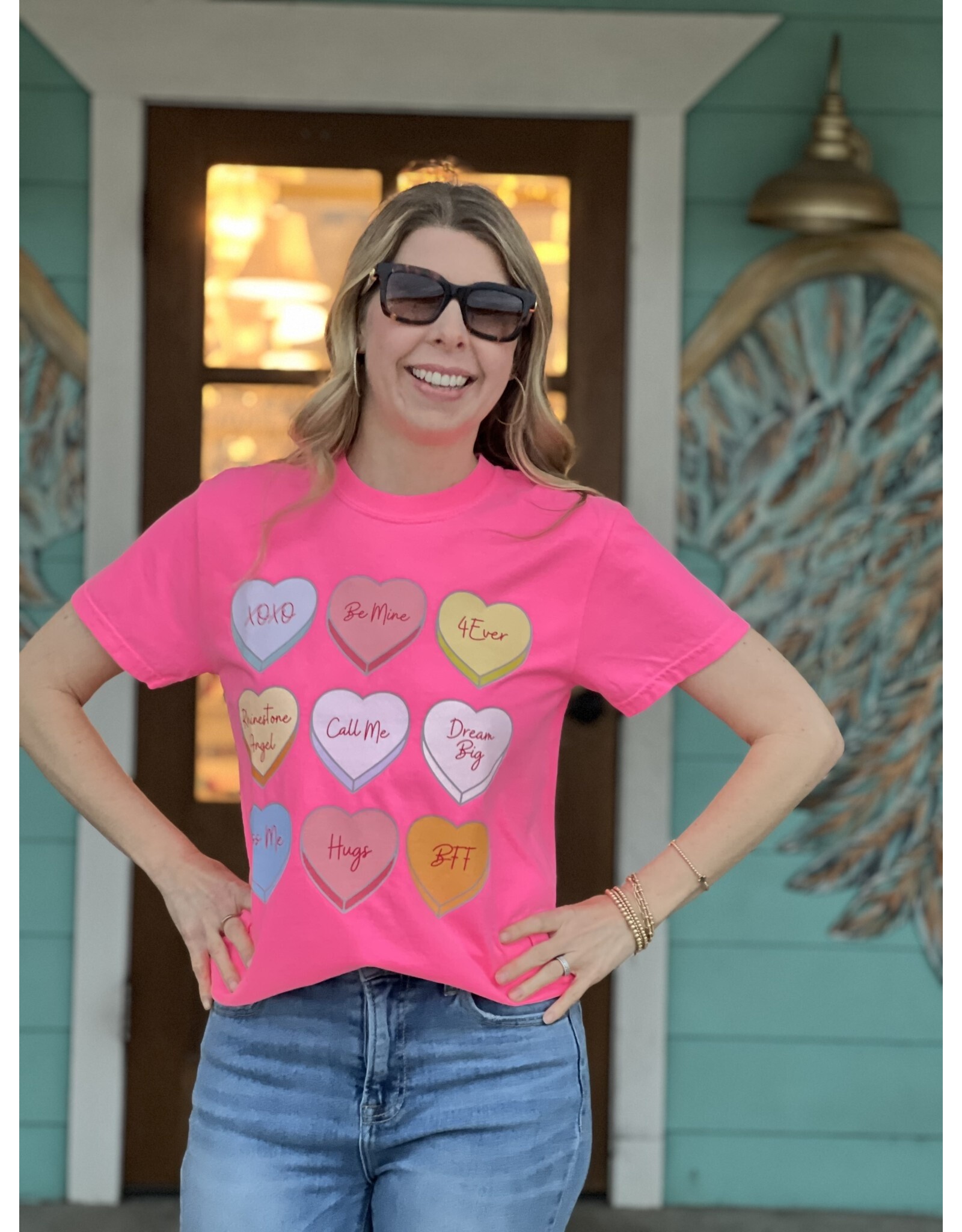 Neon Pink Candy Heart Tee