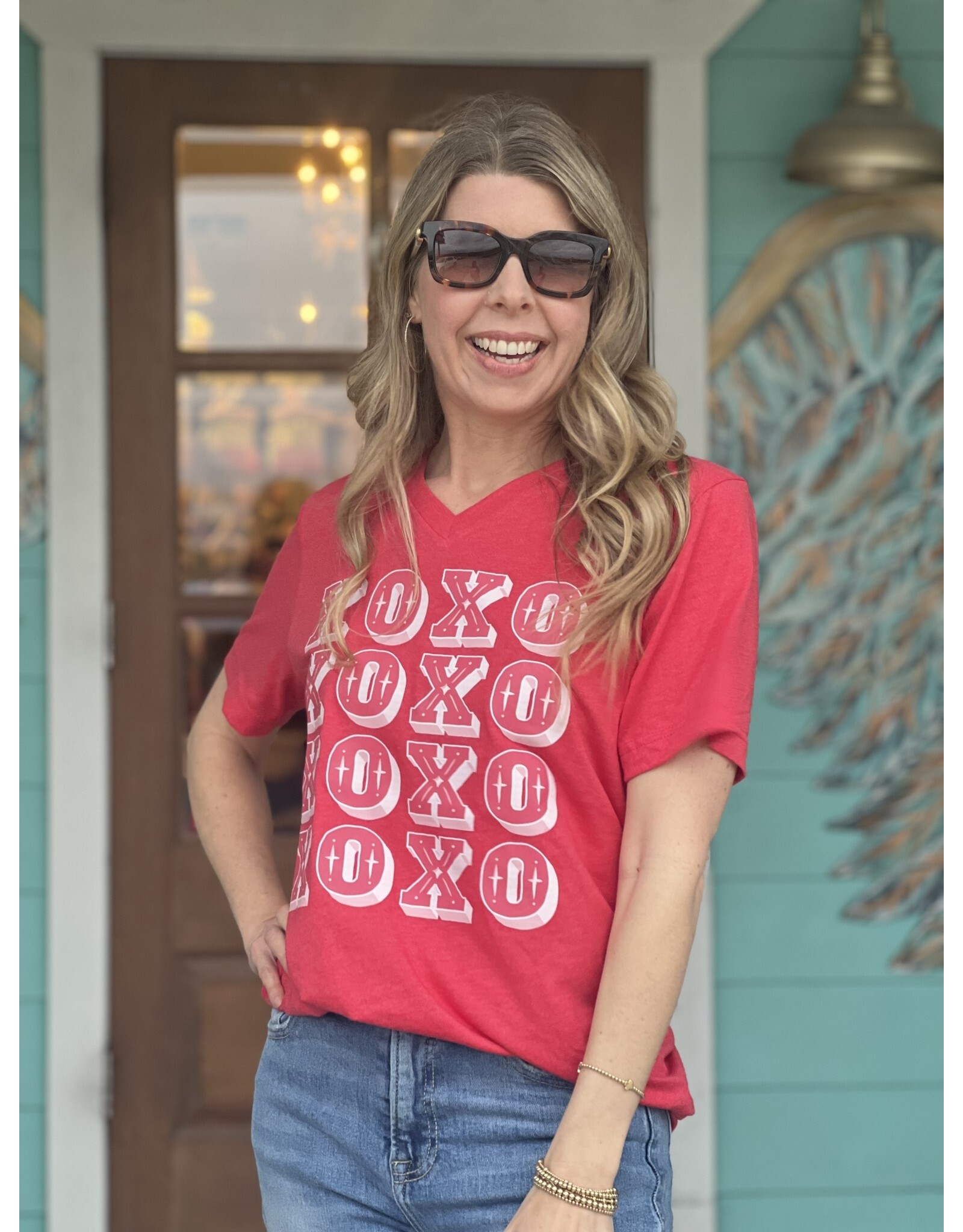 XOXO Red V-Neck Tee