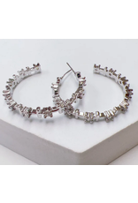 Treasure Jewels Cross Silver Crystal Hoop