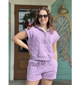 Lavender Quilted 1/2 Zip Pullover