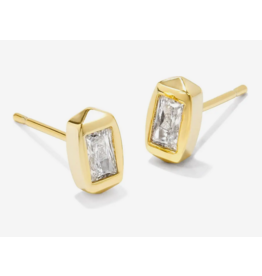 Kendra Scott Fern Crystal Stud Earring Gold White Crystal
